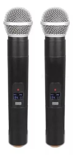 Microfone Duplo S/ Fio Profissional Uhf Digital 60m Wireless