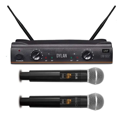 Microfone Sem Fio Dylan Dw-602 Max 2 Bastões Wireless Uhf