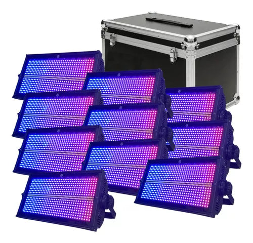 10 Strobo Atomic 1000w Led 960bm Rgbw Dmx Balada C/ Case