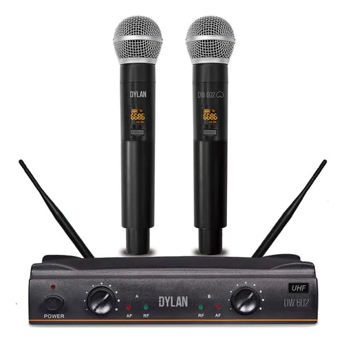 Microfone Sem Fio Dylan Dw-602 Max 2 Bastões Wireless Uhf