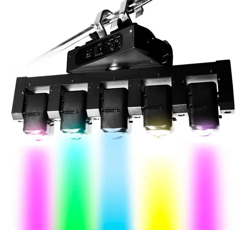 Moving Led 5 Head Rgbw Âmbar Strobo Multi Direcional