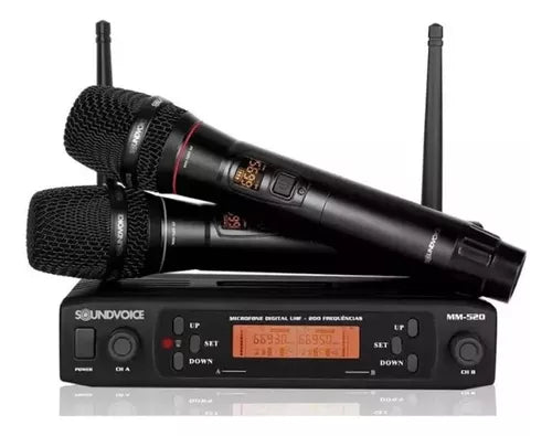 Microfone Sem Fio Duplo Uhf Digital Soundvoice Mm-520sf