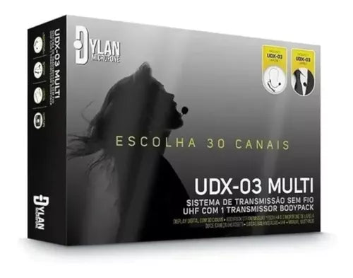 Microfone Headset Lapela Sem Fio Uhf Dylan Trasmissor Udx-03