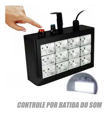 Strobo Rítmico Branco 12 Leds 15w Iluminação Festa Balada