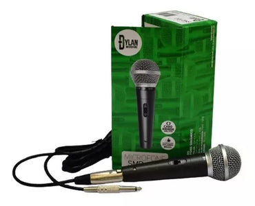 Microfone Com Fio Dinâmico On/off Cabo 3 Metros Dylan Smd100 Cor Preto