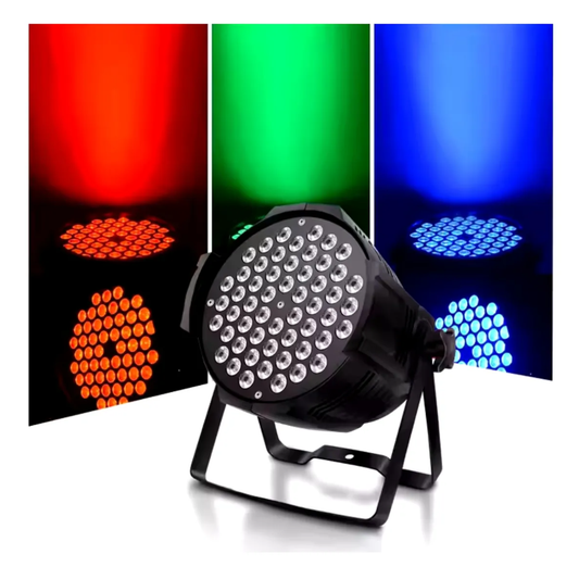 Canhão PAR LED 54 LEDs 3W RGB TriLED DMX