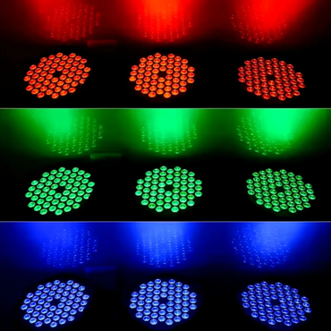 Canhão PAR LED 54 LEDs 3W RGB TriLED DMX