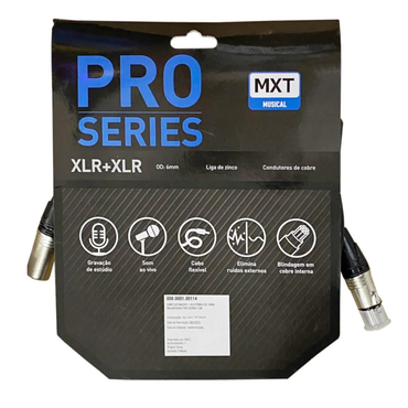 Cabo de Microfone XLR Macho x XLR Fêmea Mono MXT Pro Series – 10 Metros