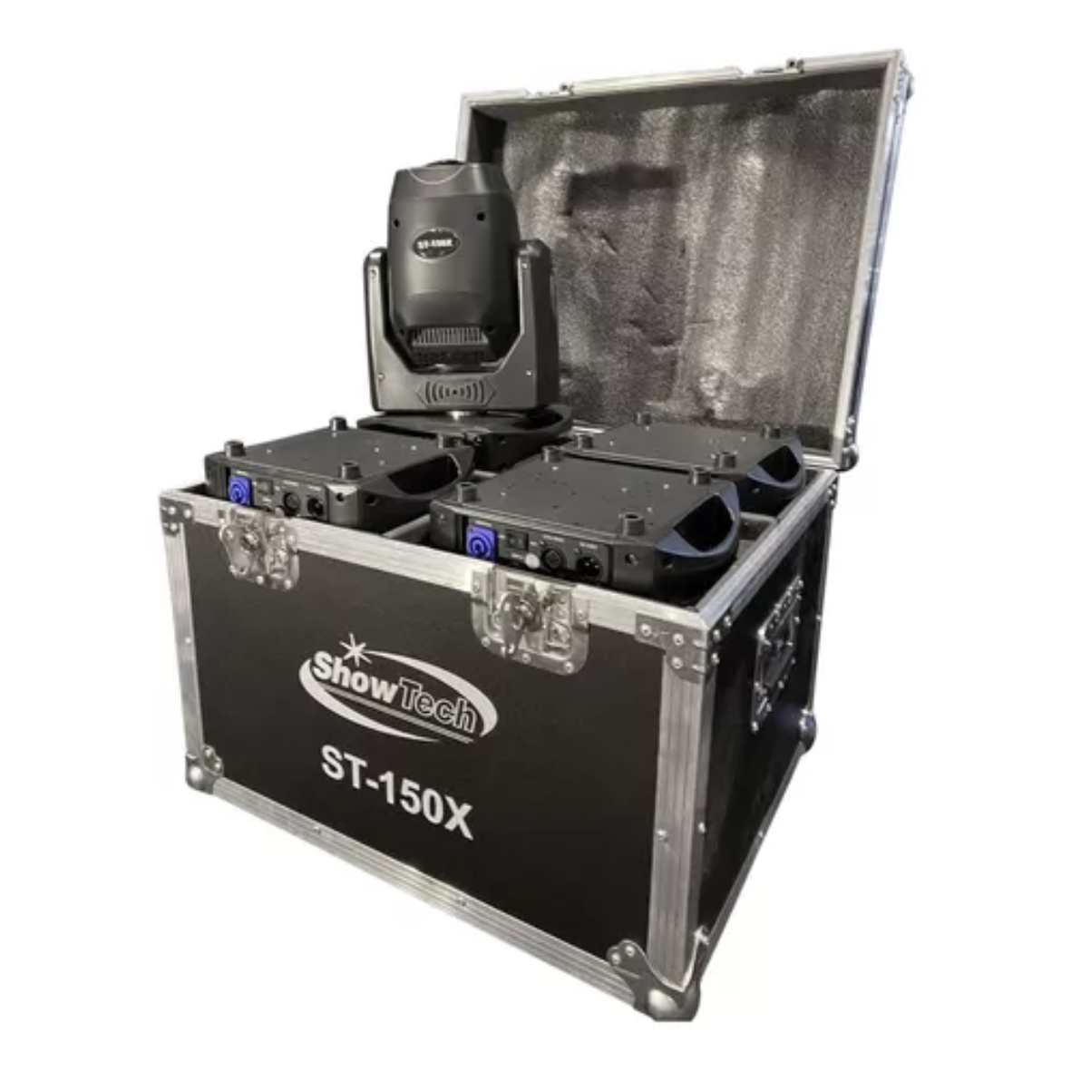 Kit 4 Moving Head Beam LED 150W Osram Showtech c/ Prisma 16F + Gobos + Cores DMX + Case (127/220V)