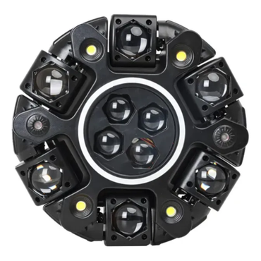 Moving Head 180W RGBW 10x10W + Laser RGB + Strobo DMX com Borda LED – Bivolt 127/220V