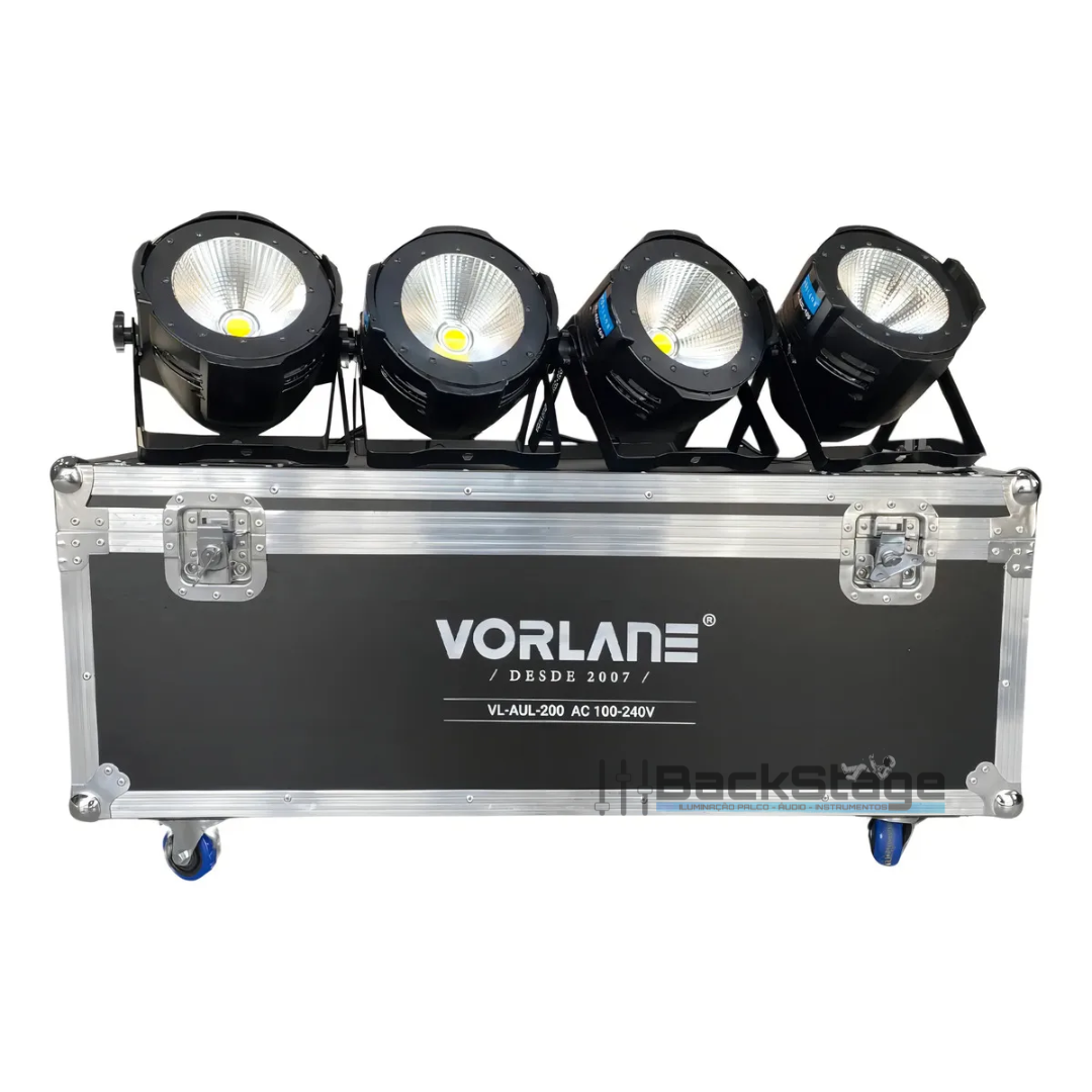 Kit 8 Canhão COB 200W com Bandor + Case Vorlane