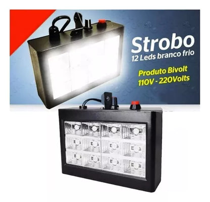 Strobo Rítmico Branco 12 Leds 15w Iluminação Festa Balada