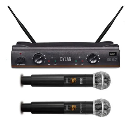 Microfone Sem Fio Dylan Dw-602 Max 2 Bastões Wireless Uhf
