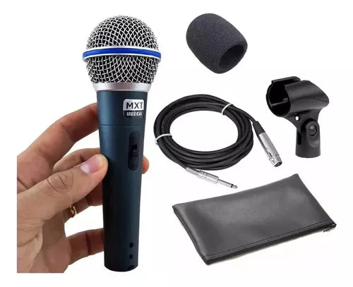 Microfone Dinâmico Pro Com Capa E Cabo 4,5m - Btm-58a - Mxt