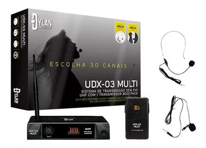 Microfone Headset Lapela Sem Fio Uhf Dylan Trasmissor Udx-03
