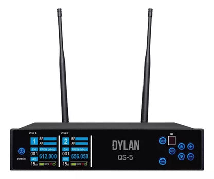 Microfone Duplo Sem Fio Dylan Qs-5 Bateria Recarregável