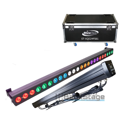 Kit 06 Ribalta 24 LEDs RGBWA+UV Outdoor IP65 DMX + Case – 127/220V