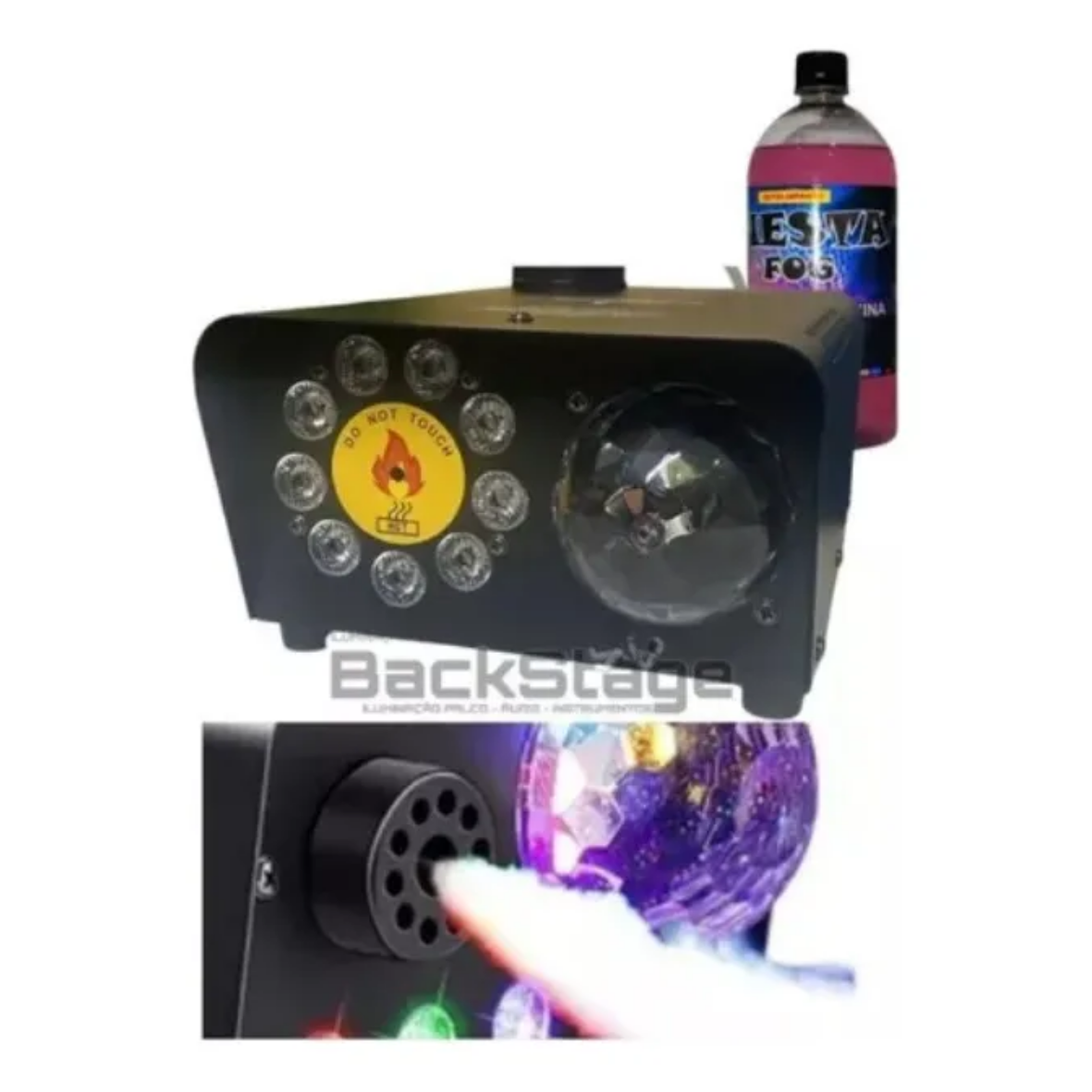 Máquina de Fumaça 750W RGB 9 LEDs com Strobo – Bivolt (110V/127V) Preta