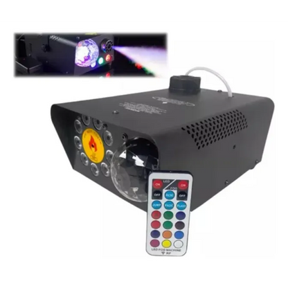 Máquina de Fumaça 750W RGB 9 LEDs com Strobo – Bivolt (110V/127V) Preta