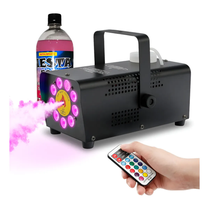 Máquina de Fumaça 750W RGB com 9 LEDs e Strobo – Bivolt (110V/220V)