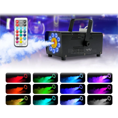 Máquina de Fumaça 750W RGB com 9 LEDs e Strobo – Bivolt (110V/220V)