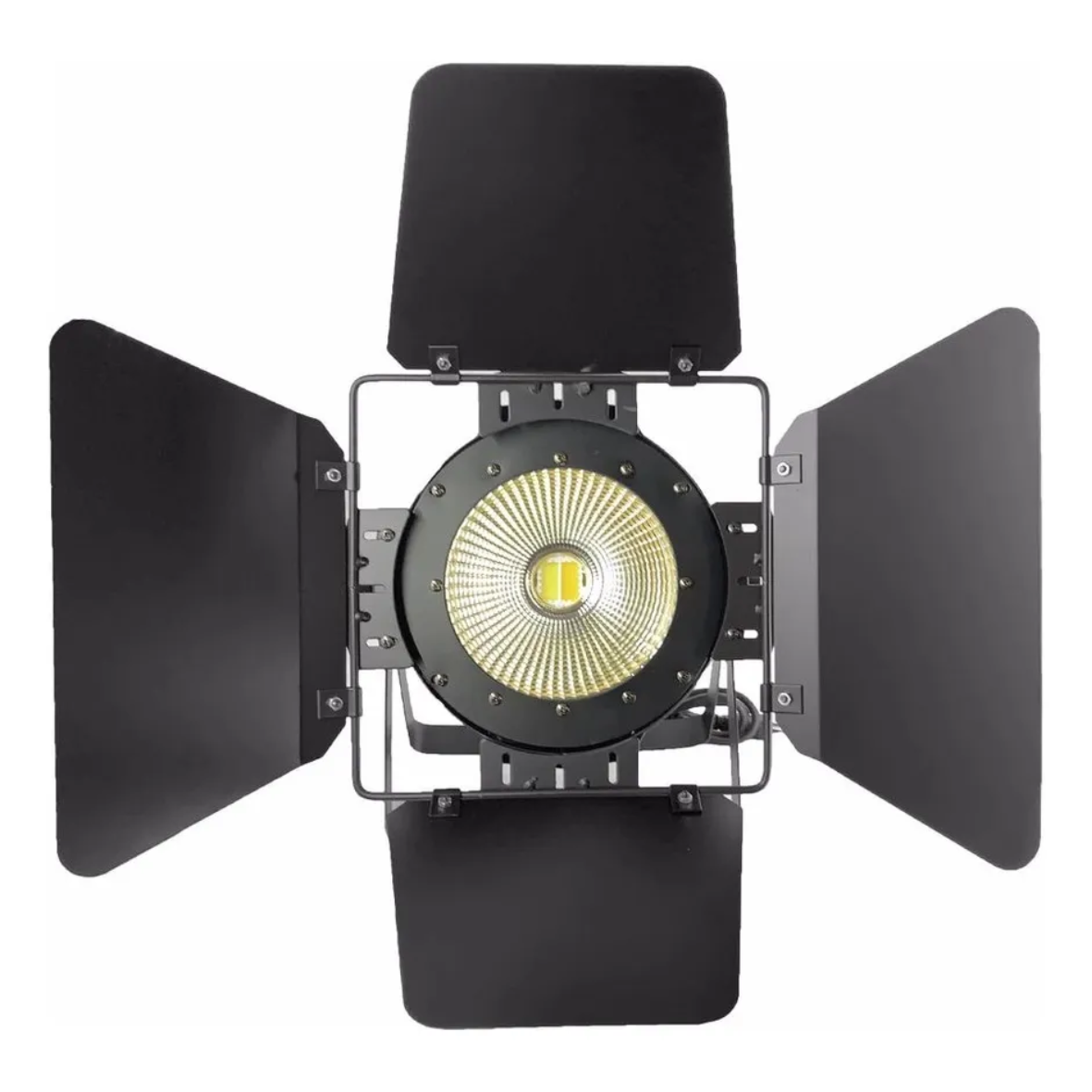 Canhão PAR LED Fresnel 200W DMX com Barndoor – Branco Frio e Quente (Bivolt)