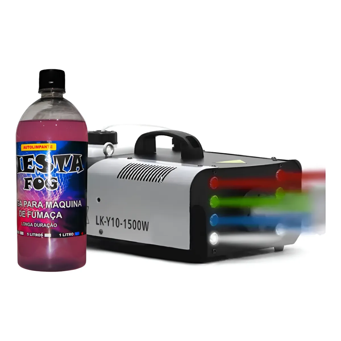 Máquina de Fumaça 1500W RGB 8 LEDs com Controle Sem Fio e Com Fio – 220v