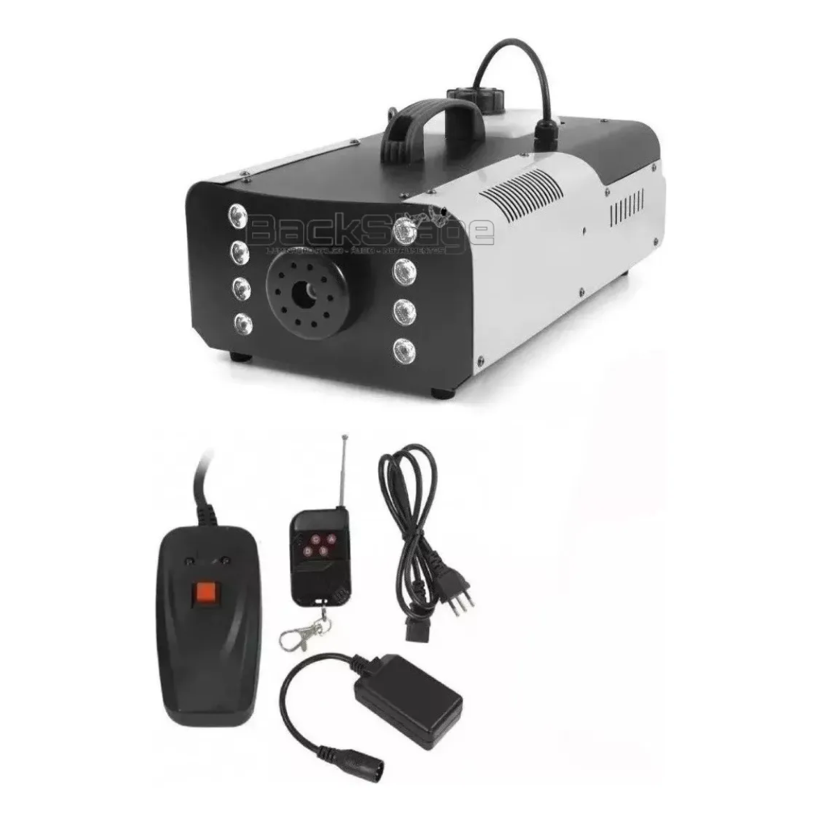 Máquina de Fumaça 1500W RGB 8 LEDs com Controle Sem Fio e Com Fio – 220v