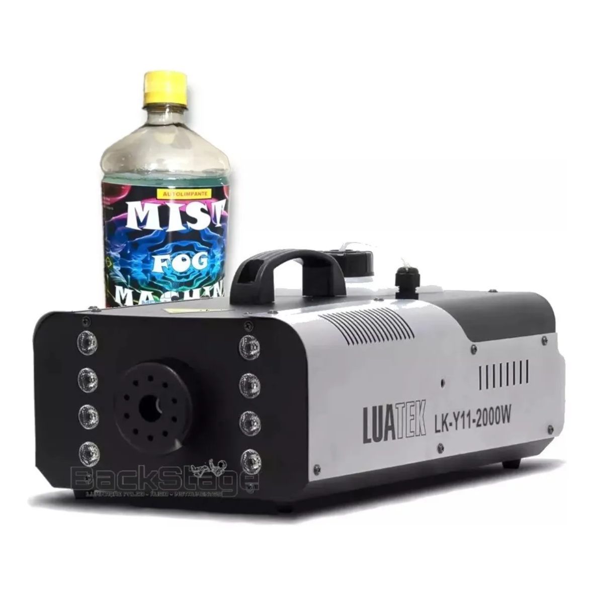 Máquina de Fumaça 2000W com Luz 8 LEDs RGB DMX + Brinde - 110v