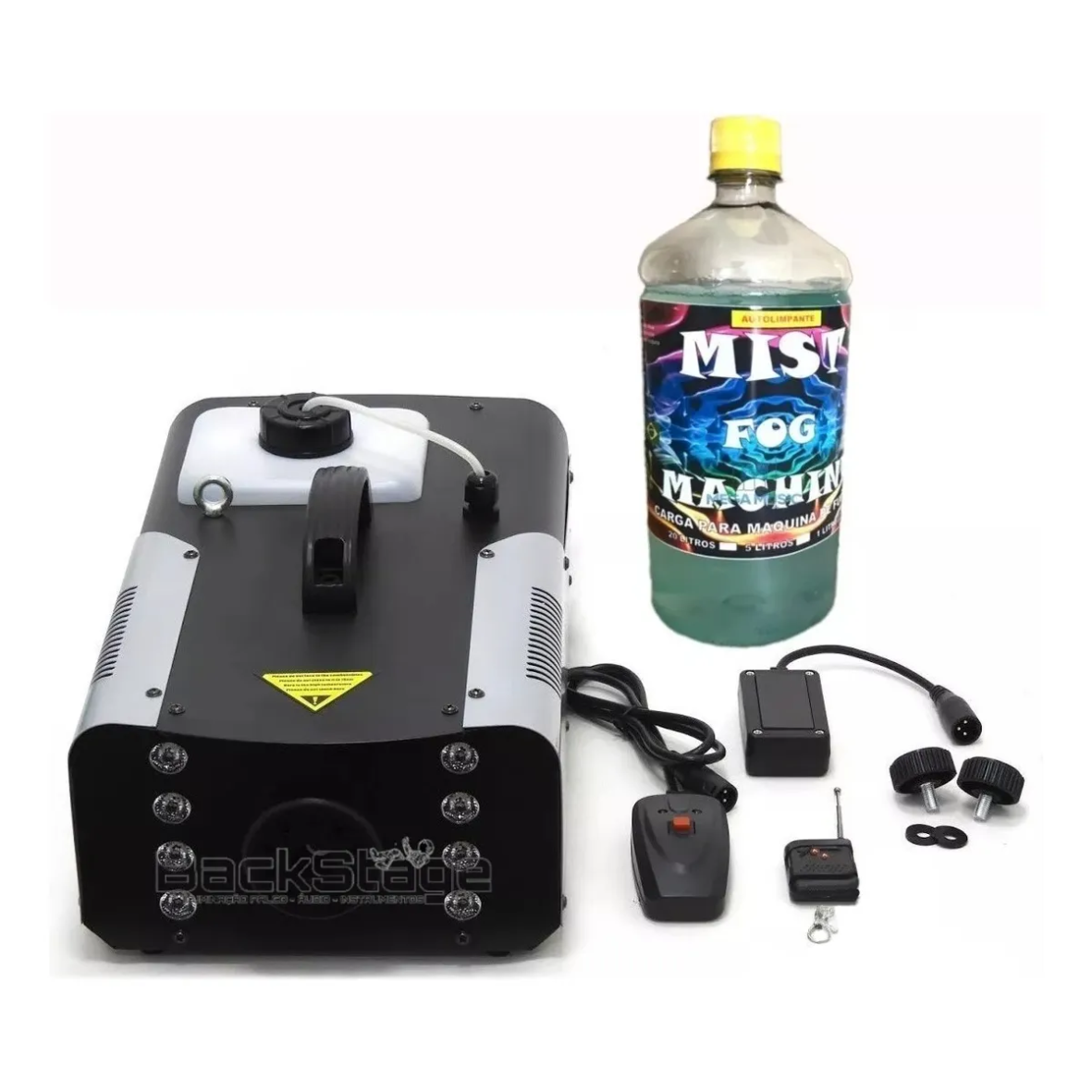 Máquina de Fumaça 2000W com Luz 8 LEDs RGB DMX + Brinde - 110v