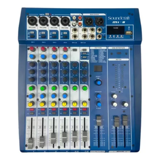 Mesa de Som Soundcraft MI-8 Série 8 Canais com Efeitos – Bivolt