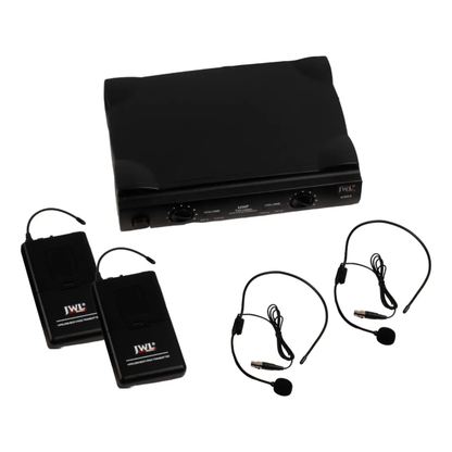 Microfone JWL Duplo UHF Headset Profissional – Preto