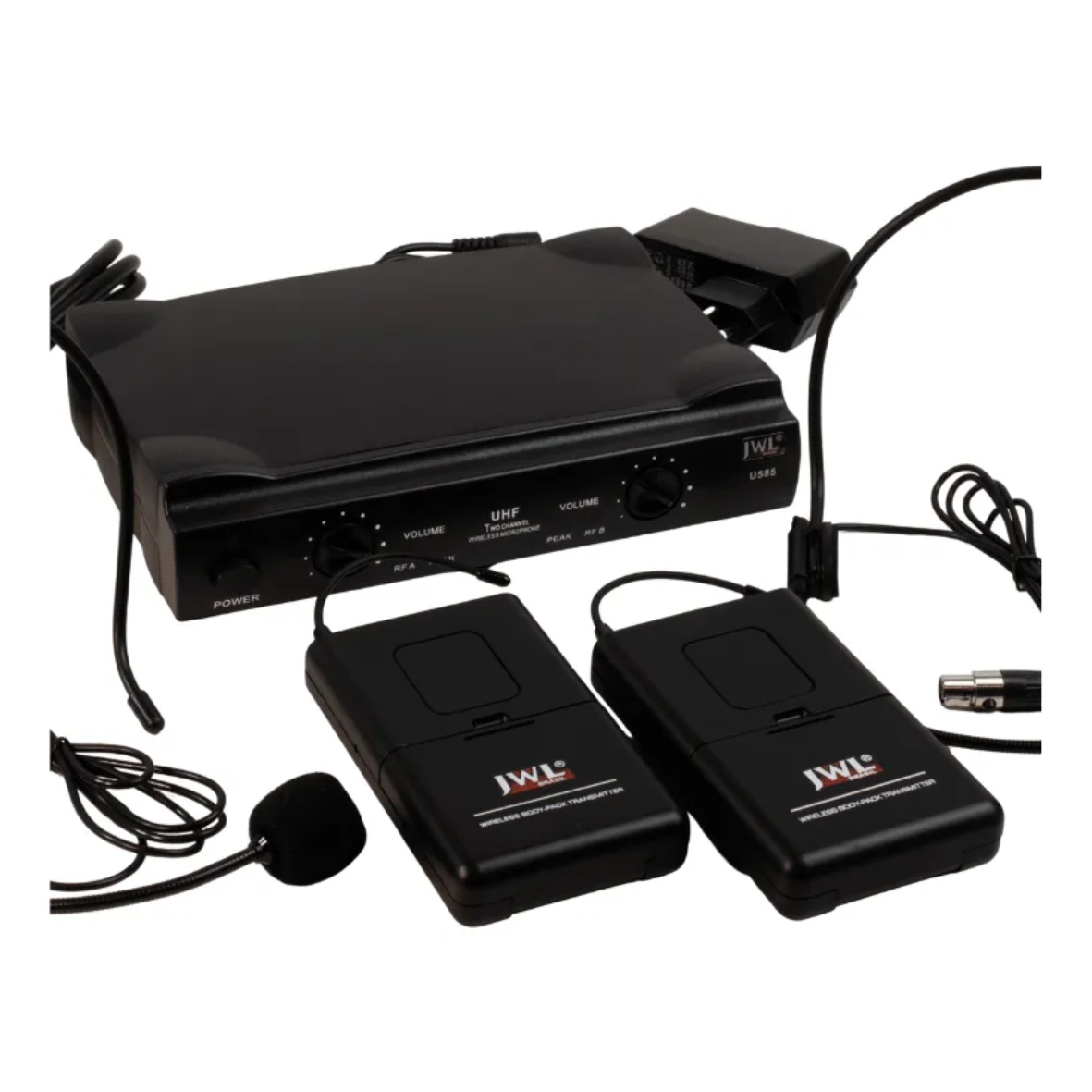 Microfone JWL Duplo UHF Headset Profissional – Preto