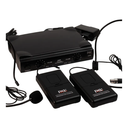 Microfone JWL Duplo UHF Headset Profissional – Preto
