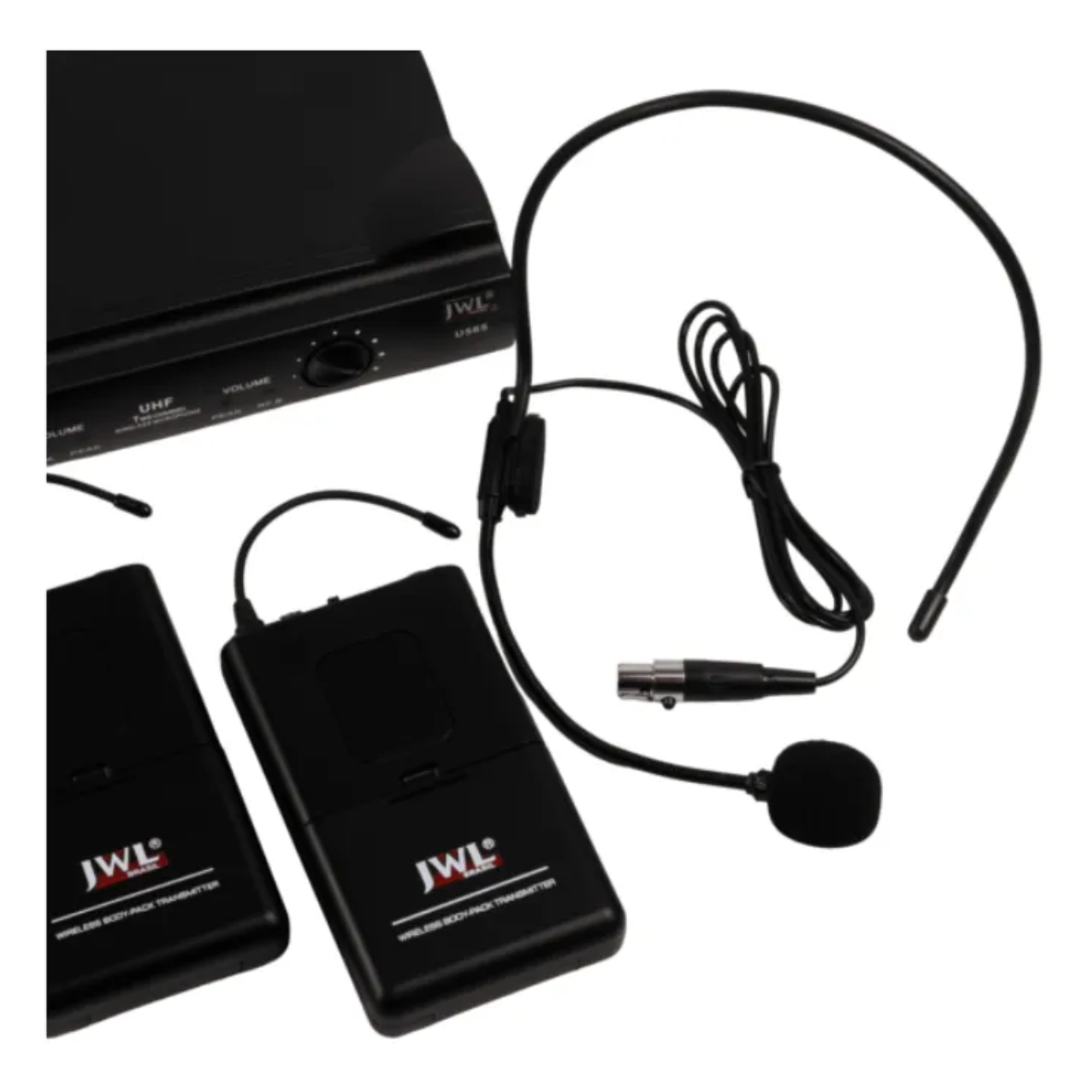 Microfone JWL Duplo UHF Headset Profissional – Preto