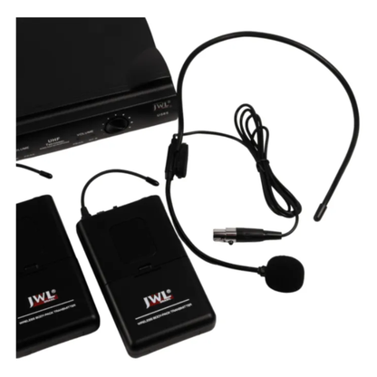 Microfone JWL Duplo UHF Headset Profissional – Preto