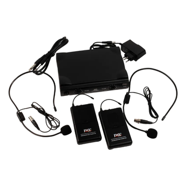 Microfone JWL Duplo UHF Headset Profissional – Preto