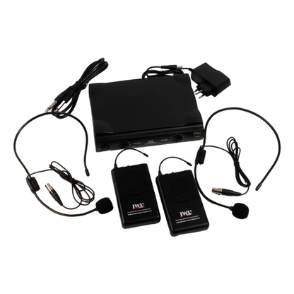 Microfone JWL Duplo UHF Headset Profissional – Preto
