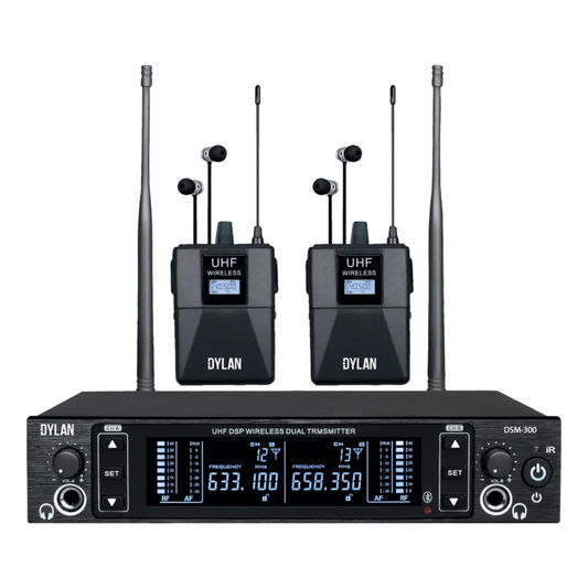 Monitor In-Ear Sem Fio Dylan DSM-300 UHF Duplo Receptor – Preto