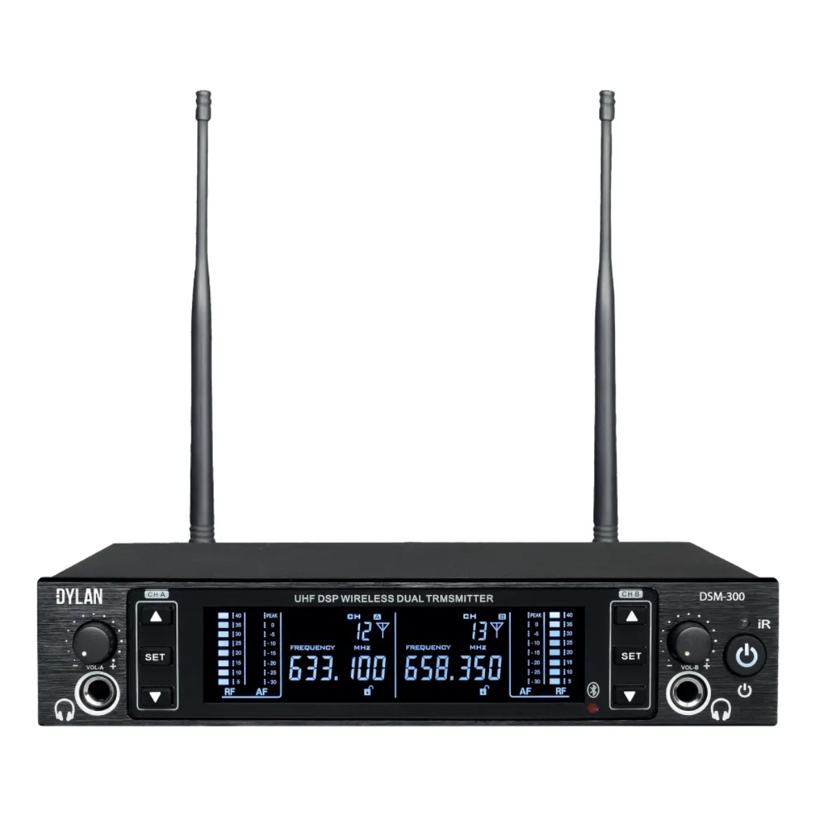 Monitor In-Ear Sem Fio Dylan DSM-300 UHF Duplo Receptor – Preto