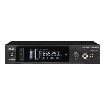 Monitor In-Ear Sem Fio Dylan DSM-300 UHF Duplo Receptor – Preto
