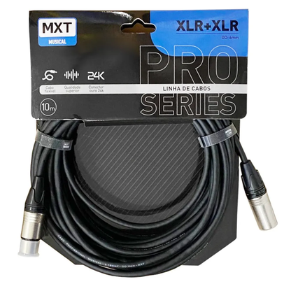 Cabo de Microfone XLR Macho x XLR Fêmea Mono MXT Pro Series – 10 Metros