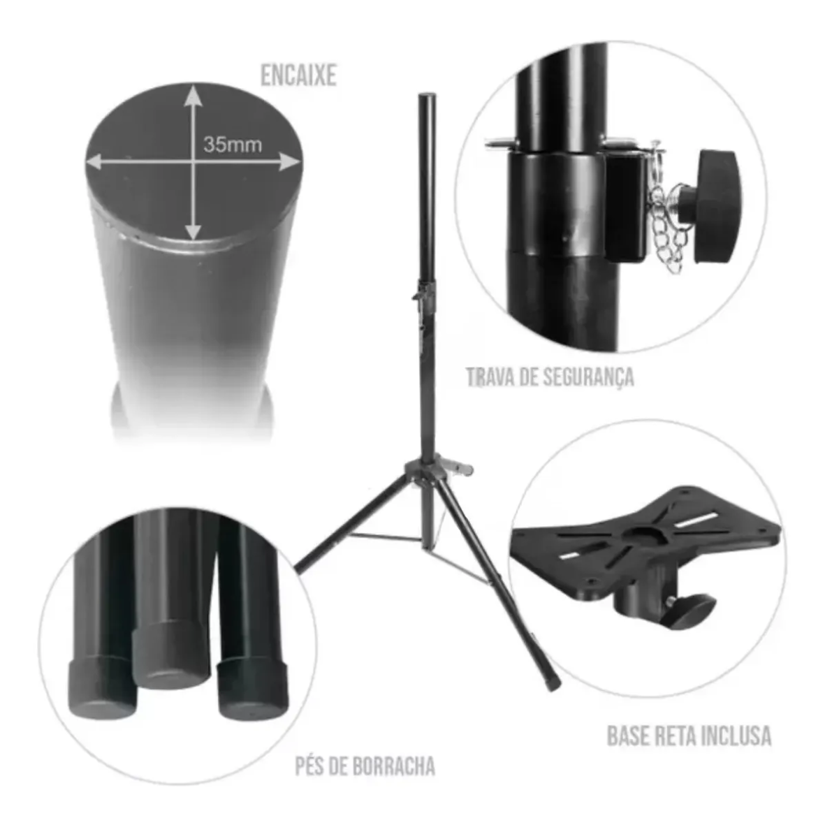 Tripé Suporte Pedestal para Caixa de Som Acústica Profissional MXT – Preto