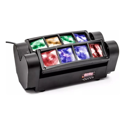 Mini Moving Spider 8 LEDs 5W RGB – Efeito Iluminação DMX