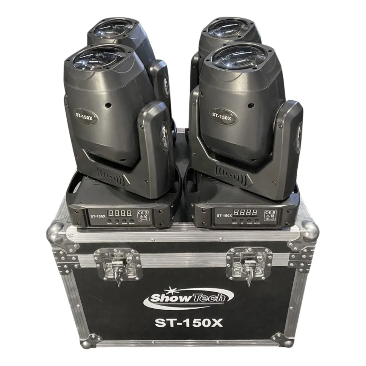 Kit 4 Moving Head Beam LED 150W Osram Showtech c/ Prisma 16F + Gobos + Cores DMX + Case (127/220V)
