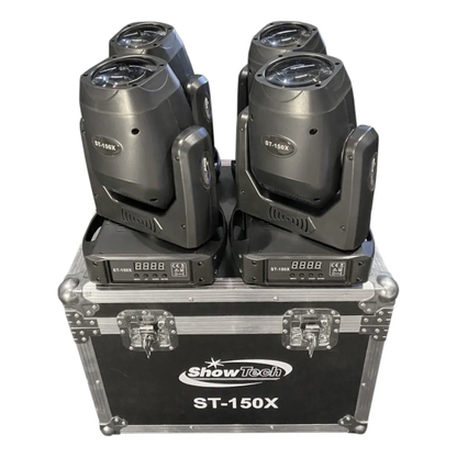 Kit 4 Moving Head Beam LED 150W Osram Showtech c/ Prisma 16F + Gobos + Cores DMX + Case (127/220V)
