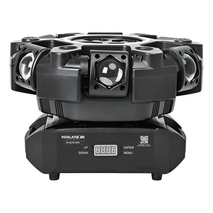 Moving Head 180W RGBW 10x10W + Laser RGB + Strobo DMX com Borda LED – Bivolt 127/220V
