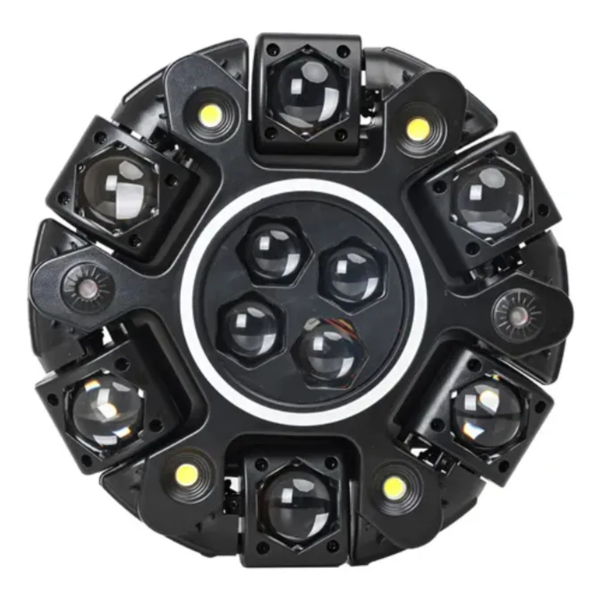 Moving Head 180W RGBW 10x10W + Laser RGB + Strobo DMX com Borda LED – Bivolt 127/220V