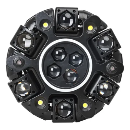 Moving Head 180W RGBW 10x10W + Laser RGB + Strobo DMX com Borda LED – Bivolt 127/220V