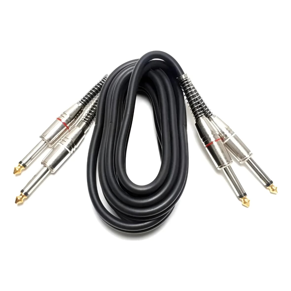 Cabo de Áudio Mono 2x P10 x 2x P10 MXT 1,8m Preto – OD 6.0mm